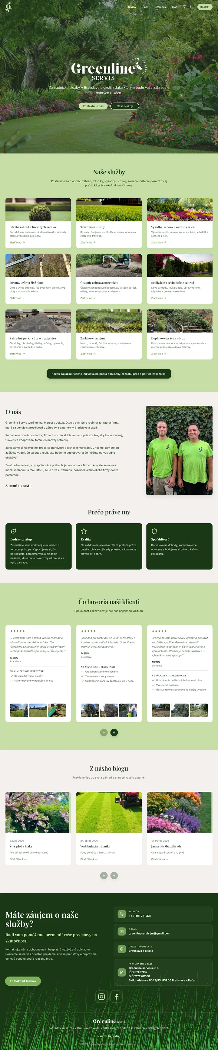 Náhľad desktop verzie webu greenline-web.vercel.app
